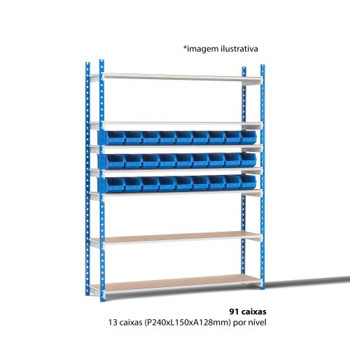 Estante com 91 caixas